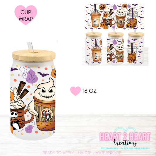 Halloween Coffee Cups 16 OZ UV DTF CUP WRAP