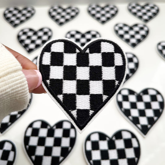 Black & White Checkered Embroidered Patch