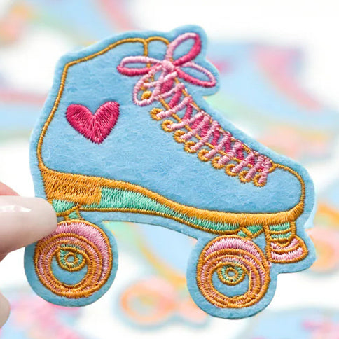 Blue Roller Skate Embroidered Patch