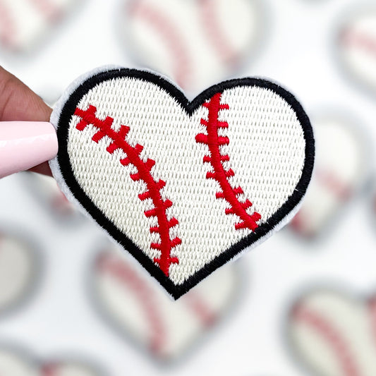 Baseball Heart Embroidered Patch