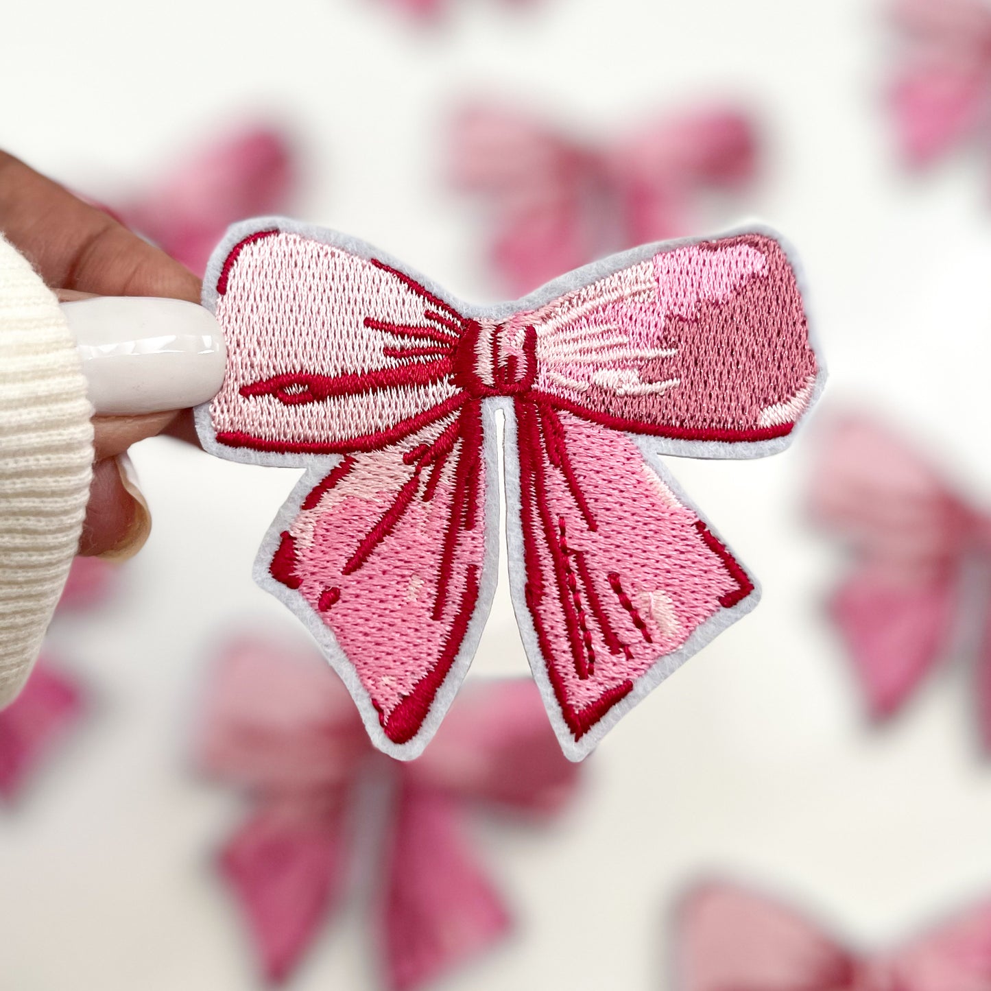 Pink Bow Embroidered Patch