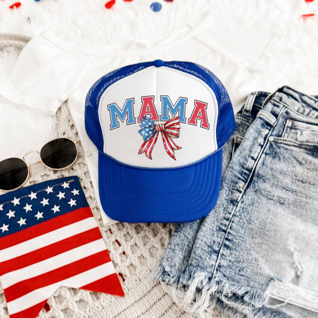 American MAMA Coquette Trucker Hat – Patriotic Edition