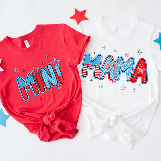 Mini Pattern Coquette Red Whit & BlueShirt