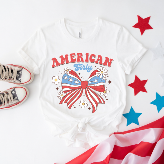 American Girly Red White & Blue Coquette Shirt