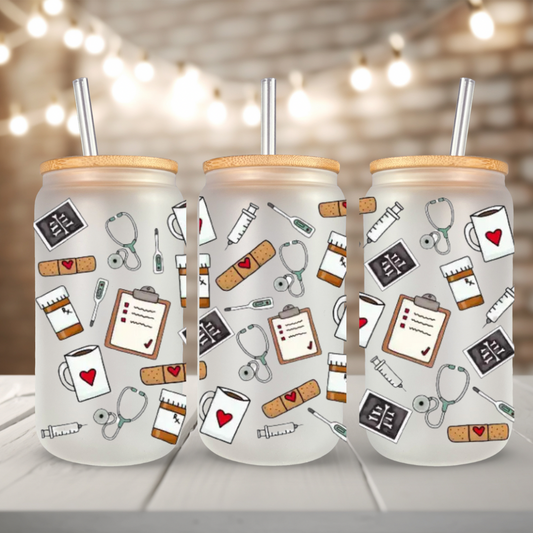 Nurse Coquette 16 oz Cup Wrap – Cute Tumbler Decal for Cold Cups