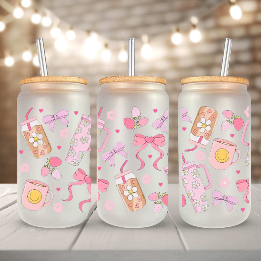 Pink Coquette UV DTF Cup Wrap