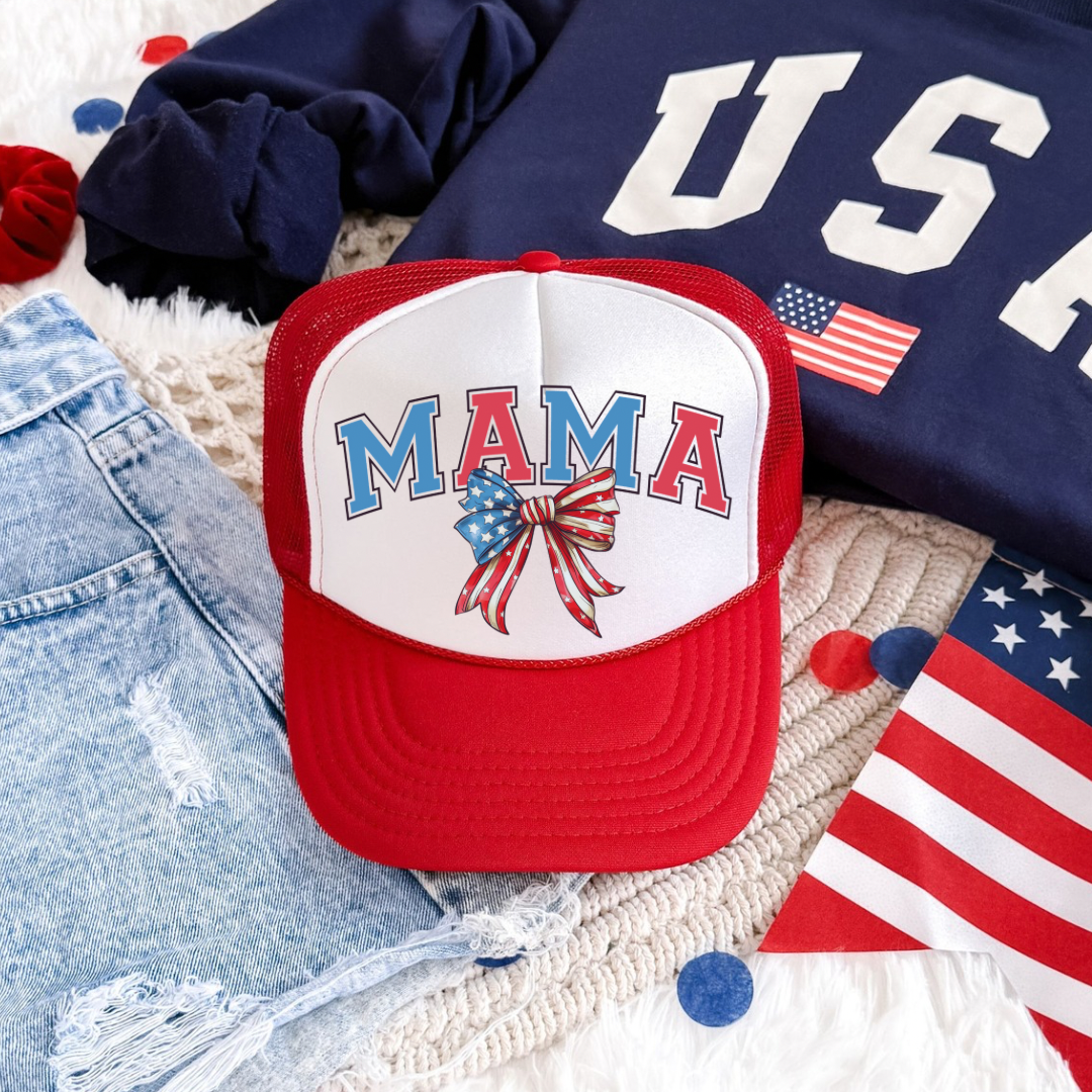 American MAMA Coquette Trucker Hat – Patriotic Edition