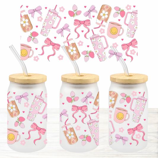 Pink Coquette UV DTF Cup Wrap