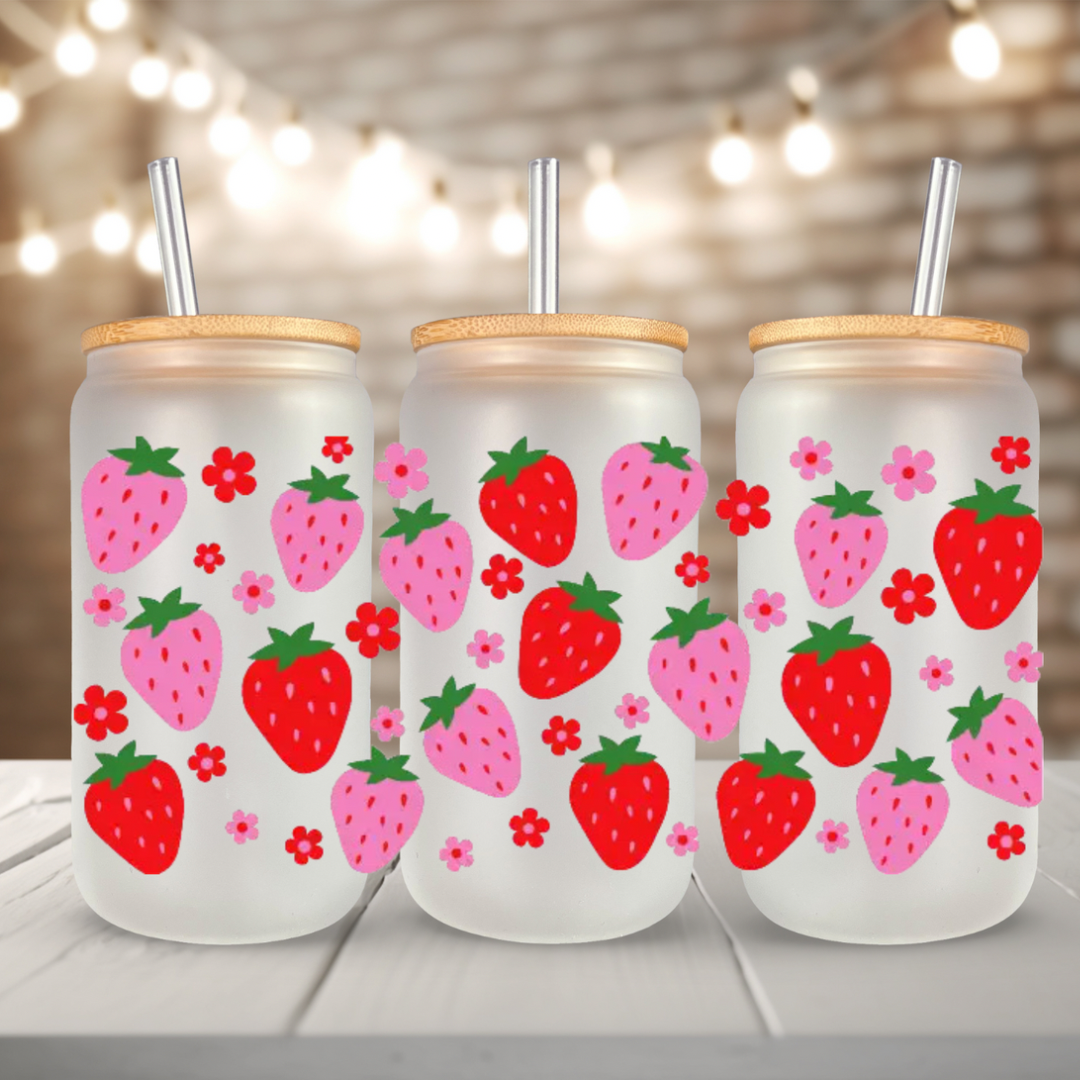 Strawberry UV DTF Cup Wrap