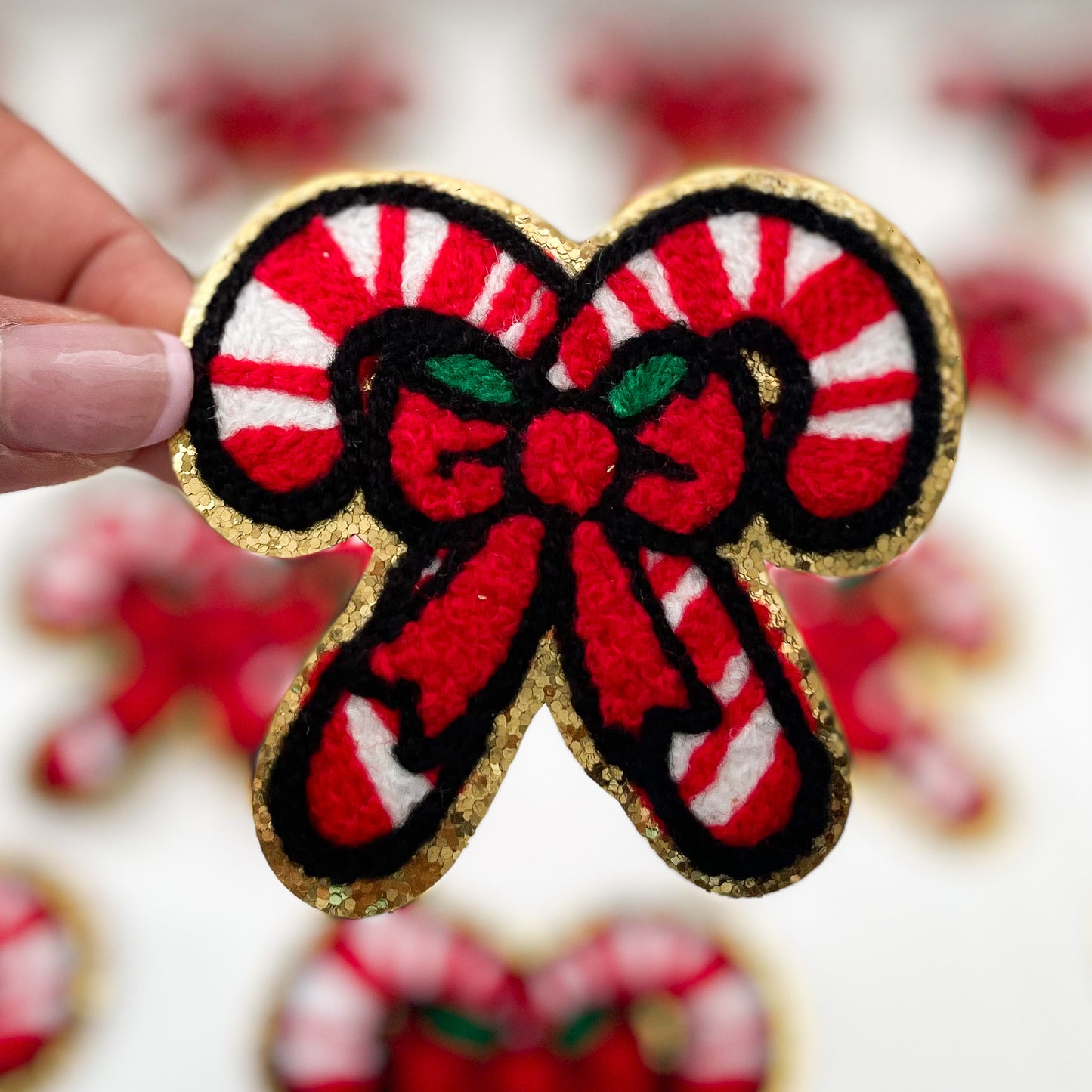 Candy Cane Chenille Patch