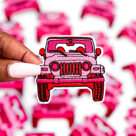 Pink & Red Jeep Embroidered Patch