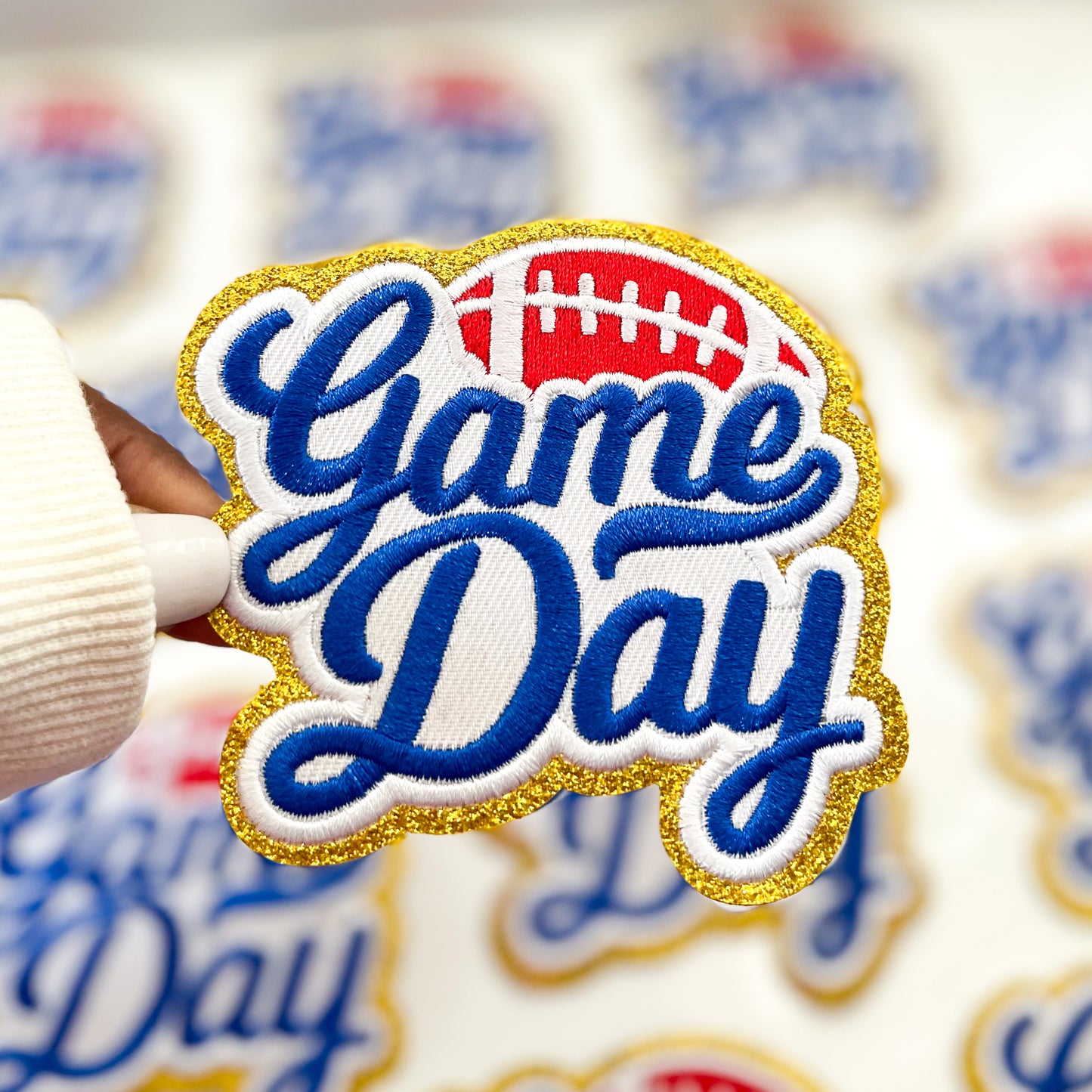 Blue Game Day Football Chenille Patch