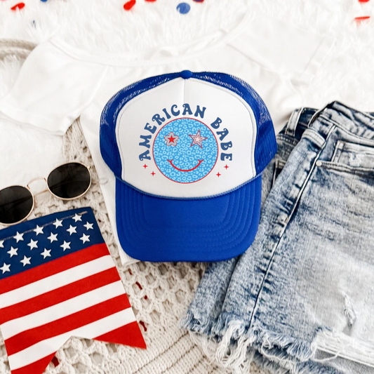 Smiley American Babe 4th Of July Trucker Hat