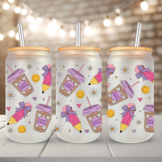 Pink Pencils Bows & Lattes Cup Wrap