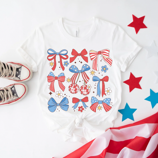 Girls Coquettes & Cherry 4th Of July Patriotic Tee