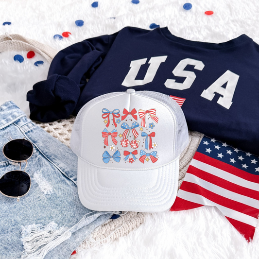 Coquettes & Cherry Fourth Of July Trucker Hat